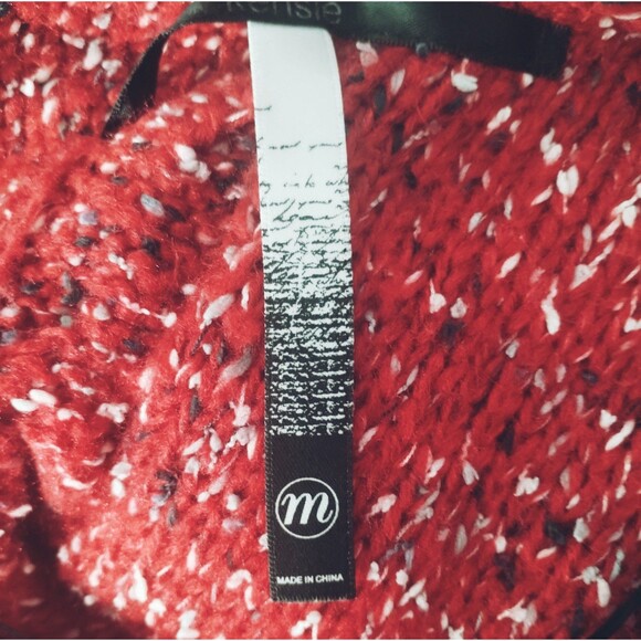 Sweater Women's M Long Sleeve Cowl Cable Red Black Stretchy Knit Soft Athleisure - Picture 10 of 12